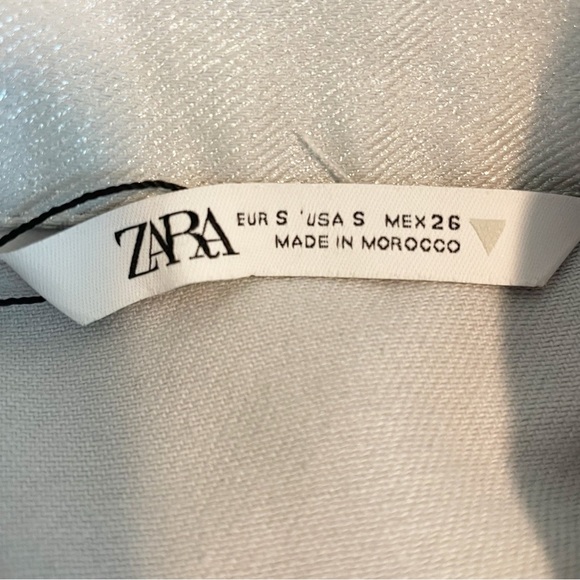Zara 100% Cotton Denim Romper in Metallic Silver Gray New Without Tags Women’s S - Picture 4 of 9